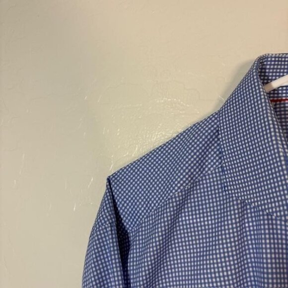 Eton Shirt Mens 18 46 Blue Gingham Check Contemporary York Dress Button Front - Picture 2 of 8